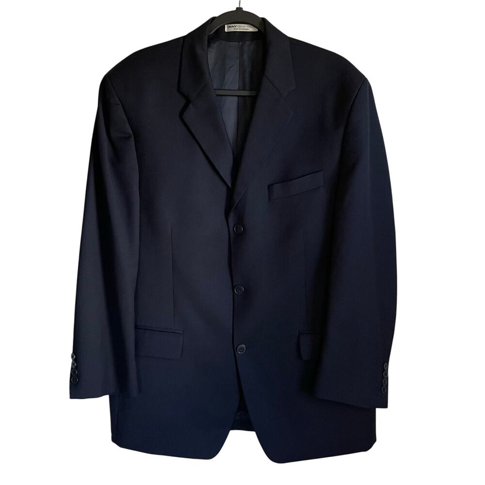 DKNY Essentials Men's 100% Wool Blazer Sport Coat Navy Blue Sz 42R 3-Button